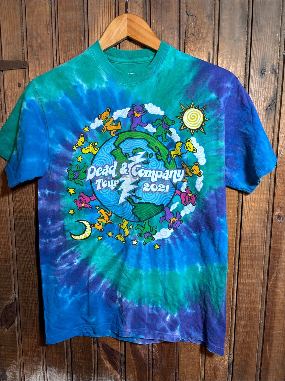 Liquid Blue Tie-Dye Dead & Company Tour 2021 Tee - Blue Green Purple